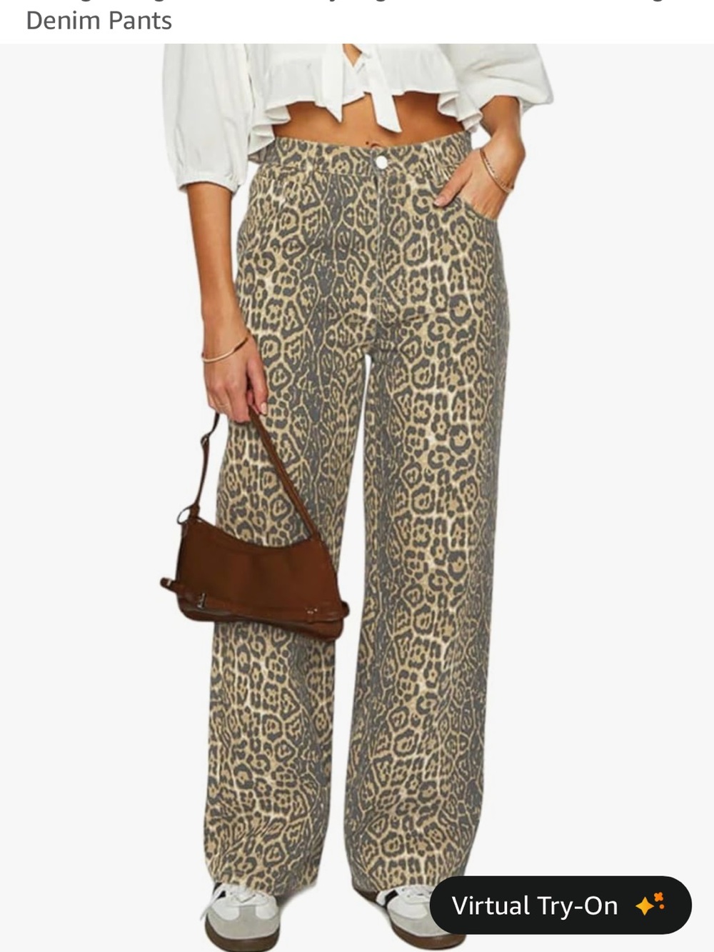 Amazon Leopard Print Wide-Leg Pants in Taupe and Black